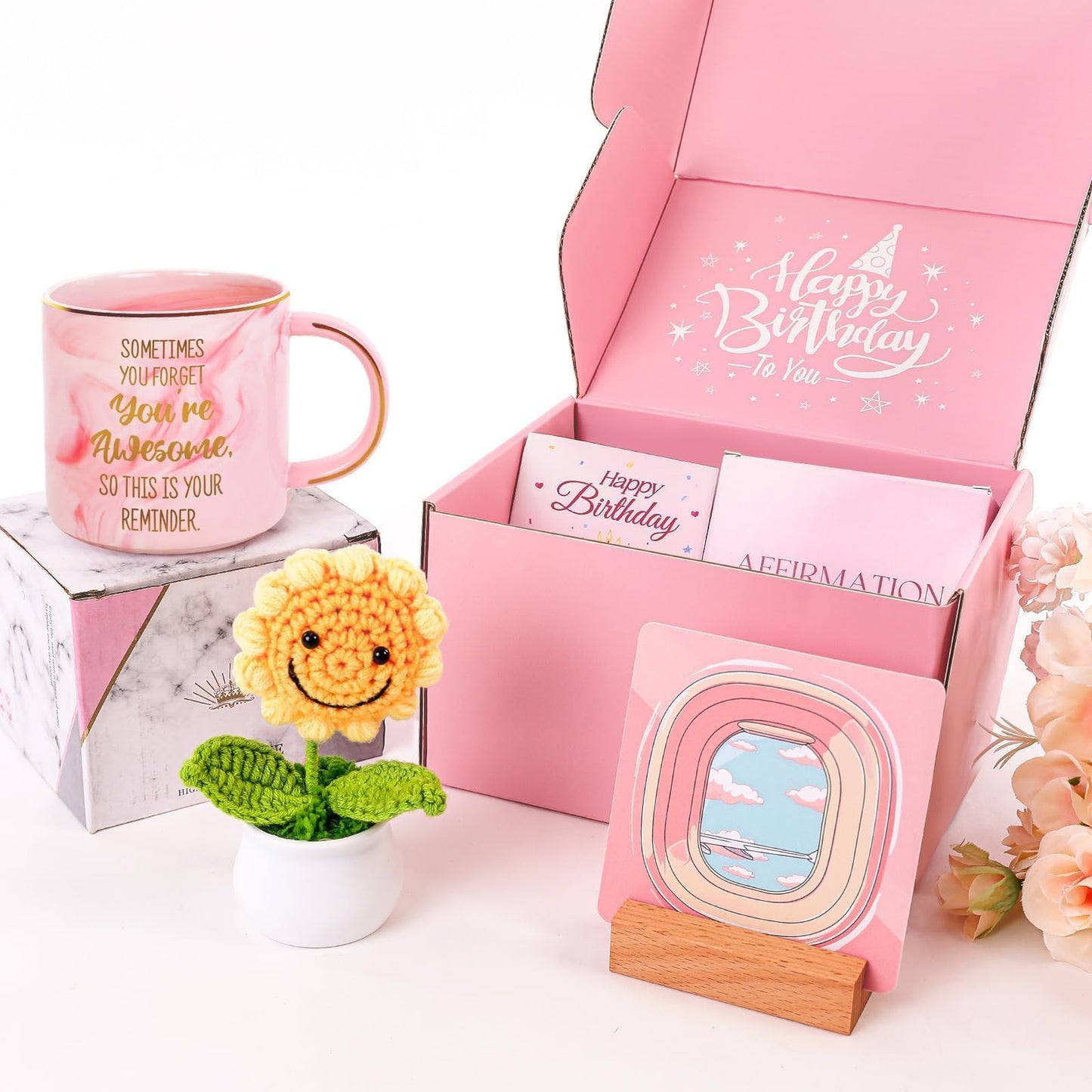 Birthday Gifts for Women, Happy Birthday Gift for Mom, 6 Pcs Mug Gifts Set, Funny Birthday Gift for Friends, Sister, Coworkers, Wife, Mom, Daughter