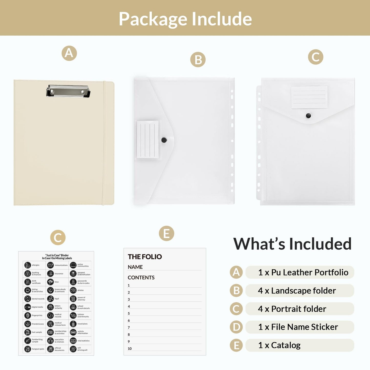 Document Organizer Folio - Emergency/Certificate/Birth Document Binder for Home, Office and School