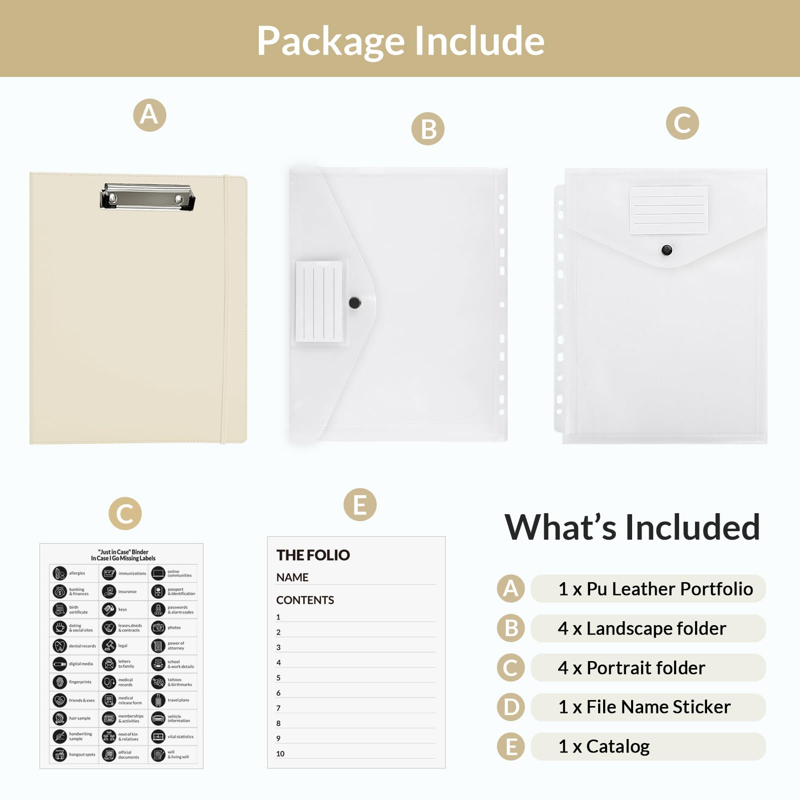 Document Organizer Folio - Emergency/Certificate/Birth Document Binder for Home, Office and School