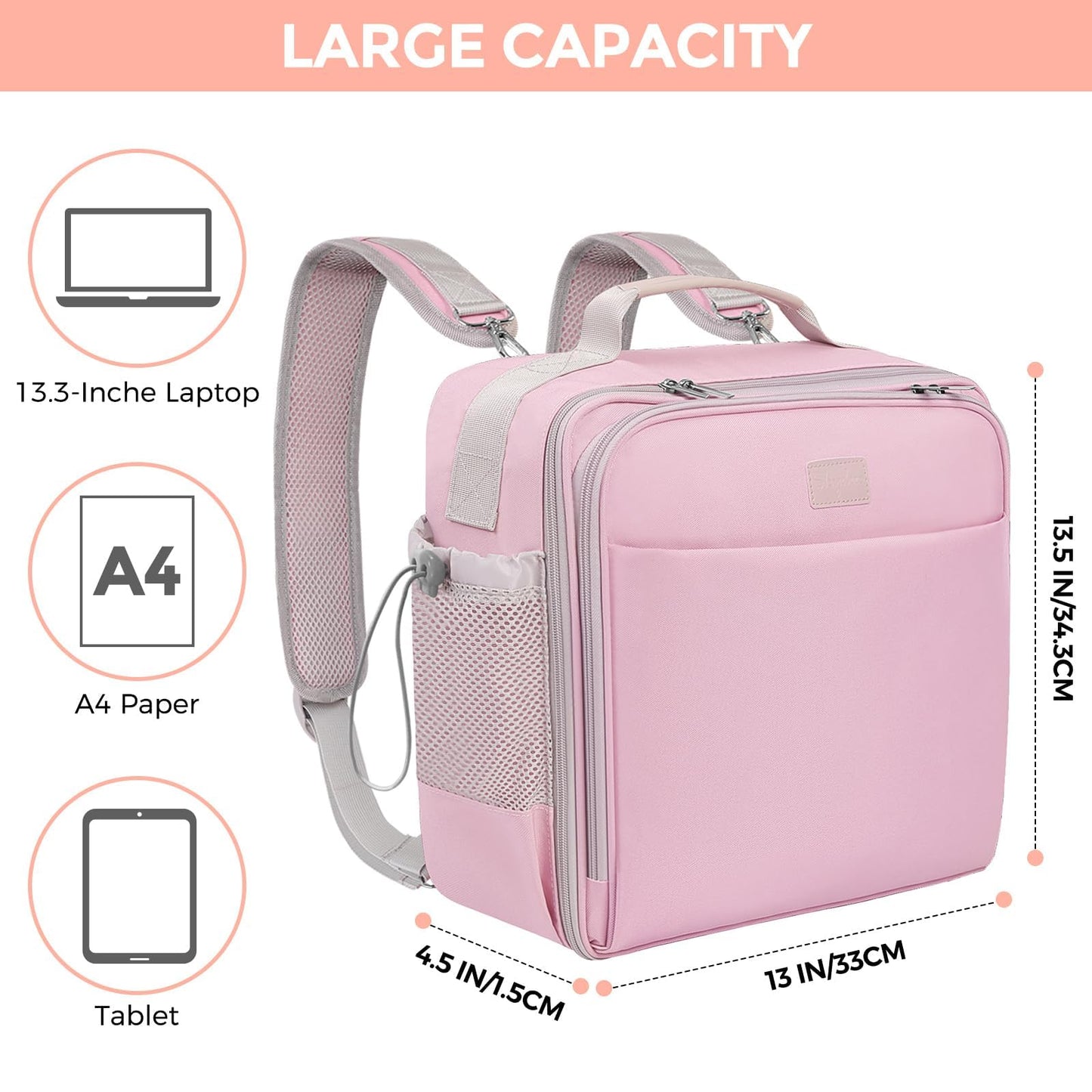 3-Inch 650-Sheet Zipper Binder with Adjustable Shoulder Strap & Handle, 3-Ring Zip Up Binder for School & Office, Multi-Pocket Binder with Dual Zipper Closure
