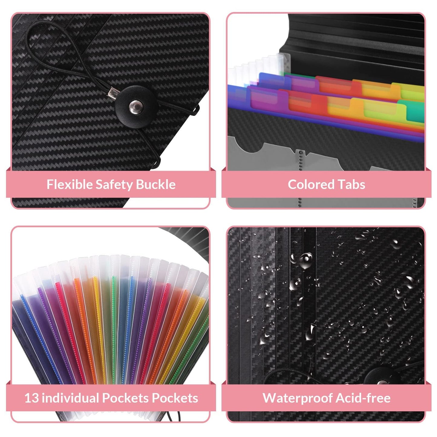 Receipt Coupon Organizer Holder, 2 Packs 13 Pockets Small Accordion File Organizer, Mini Expanding File Folder for Small Business, 10 * 5.5 Inches