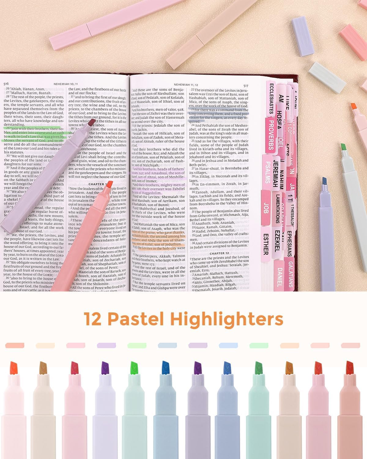 Bible Journaling Kit, Bible Study Supplies, Aesthetic Book Annotation Kit,Highlighter Set No Bleed, Bible Journaling Kit for Gift