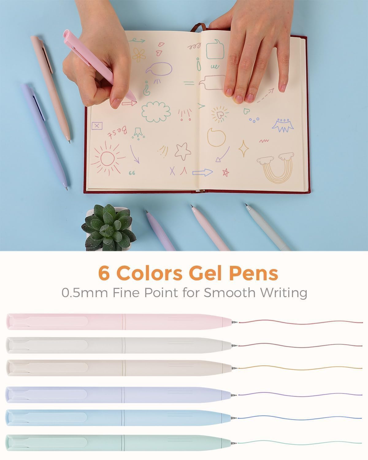 SKYDUE Cute School Supplies 44 PCS, Aesthetic Pencil Case with 12 Pastel Highlighters, 5 Black Gel Pens, 6 Color Gel Pens & Mechanical Pencils, College Essentials Students Stationary Set Pink