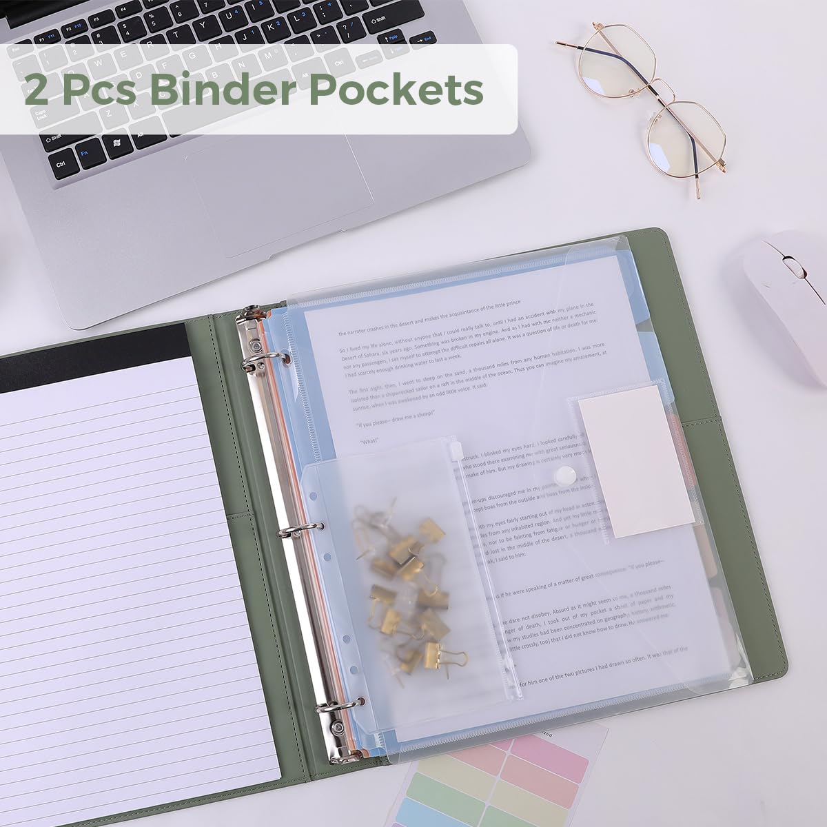 3 Ring Binder with Clipboard 1 Inch, 13.2" × 10.2" PU Clipboard Binder with Notepad & 5 Dividers with 5 Pockets, Labels, Clipboard Folder Great for School Office(Fit Letter Sized Paper)