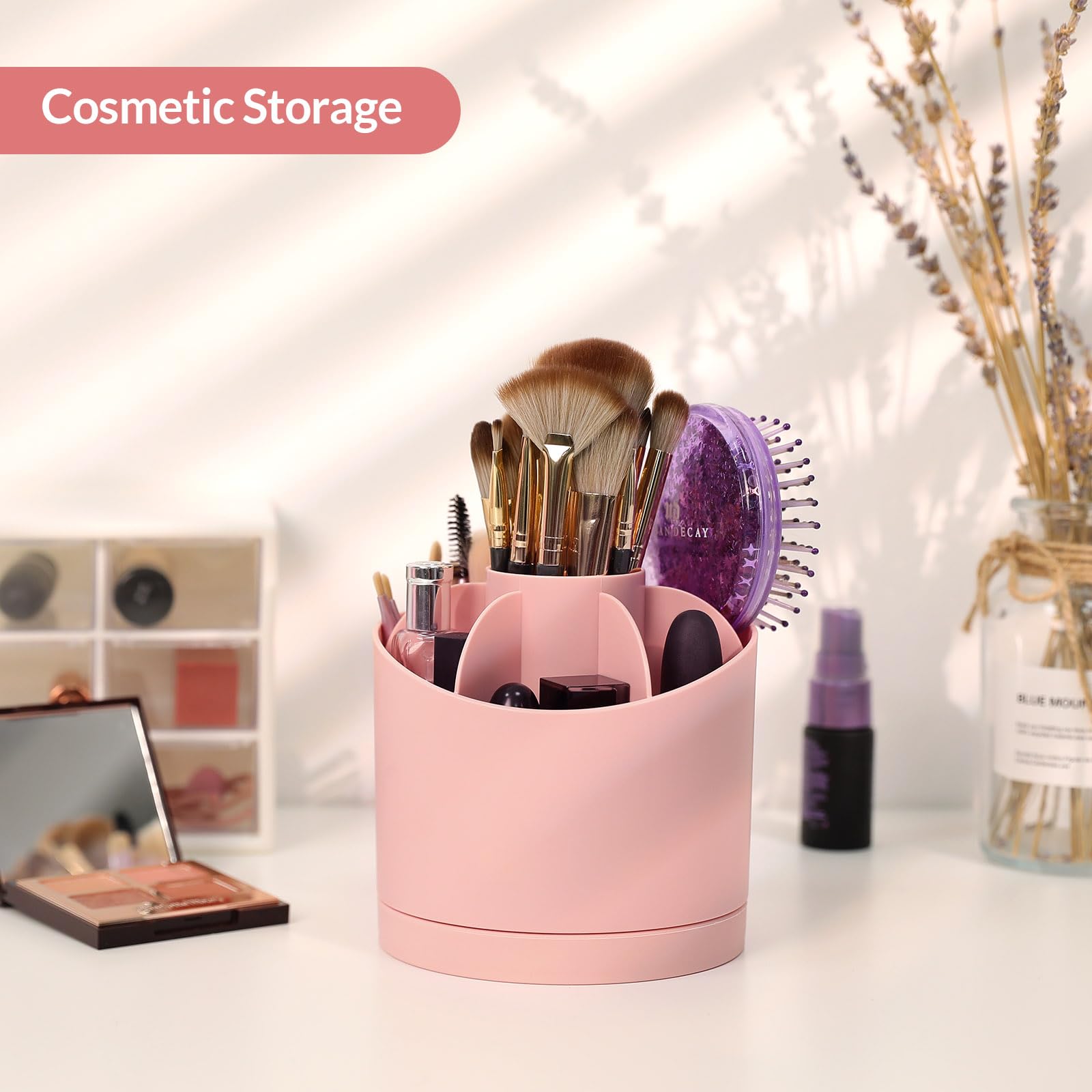 Desk Organizer, 360-Degree Rotating Pencil Pen Holder for Desk, Cute Desk Organizers and Accessories with 7 Slots, Desktop Organizer, Art Supply Storage, Classroom Office Supplies