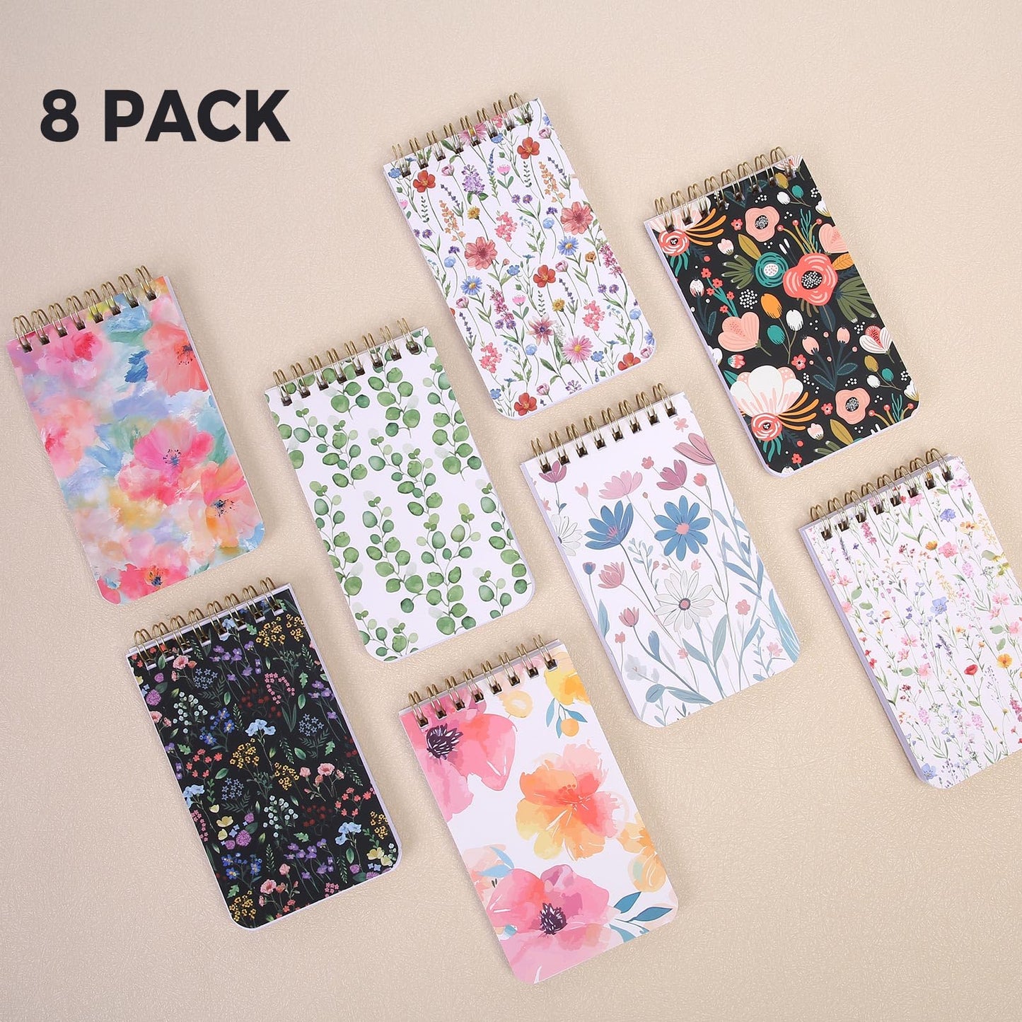 Small Notebooks, Pocket Notepads with Aesthetic Covers, Mini Spiral Notebook with Lined Pages Nursing School Essentials, Set Of 8