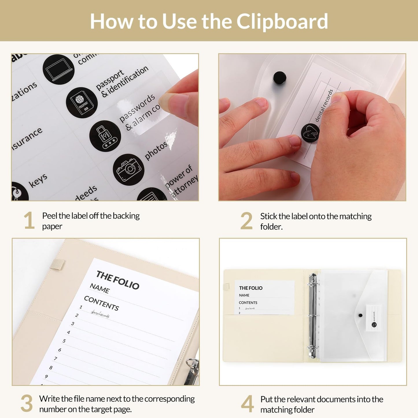 Document Organizer Folio - Emergency/Certificate/Birth Document Binder for Home, Office and School