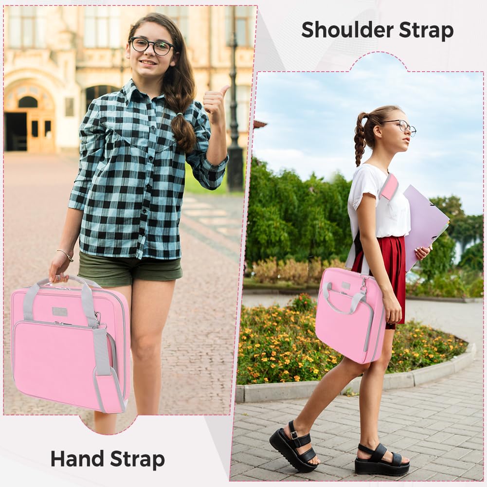 Zipper Binder 3 Inch D-Ring School Binder, Oxford Fabric School Organizer Holds 700+ Sheets, Fits 13.3" Laptop, Water-Resistant, Handle & Shoulder Strap, 14"x13" – School Supplies