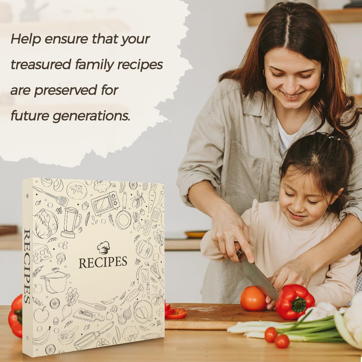 Recipe Binder 8.5x11 3 Ring, Recipe Book to Write in Your own Recipes, Recipe Binder with 60 Plastic Sleeves, 12 Dividers, 60 Blank Recipe Cards, Labels & Stickers, Family Recipe Organizer