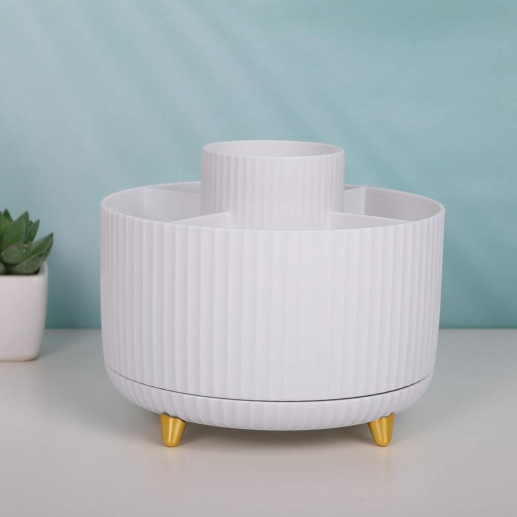 Desk Organizer Set of 4, 360 Degree Rotating Pen Holder, Business Card Holder, Memo Box, Storage Box, Office Desktop Accessories For Women or Men