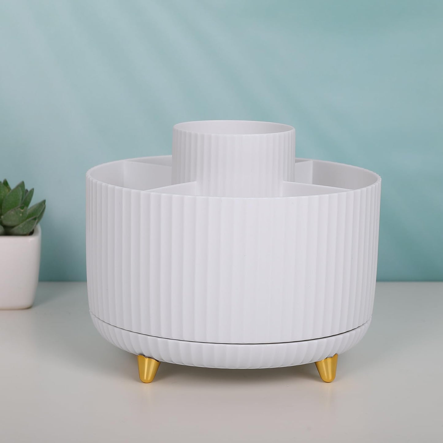 Desk Organizer Set of 4, 360 Degree Rotating Pen Holder, Business Card Holder, Memo Box, Storage Box, Office Desktop Accessories For Women or Men