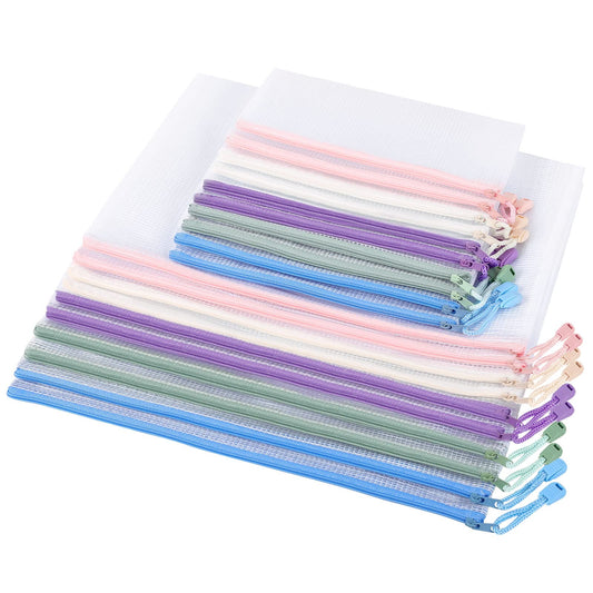 SKYDUE 20pcs Mesh Zipper Pouch, 2 Sizes, Board Game Storage, Pencil Pouches Bulk, Zipper Bags for Bills, Cash, Cosmetics, Puzzles , Toy, Travel Storage, School and Office Supplies.