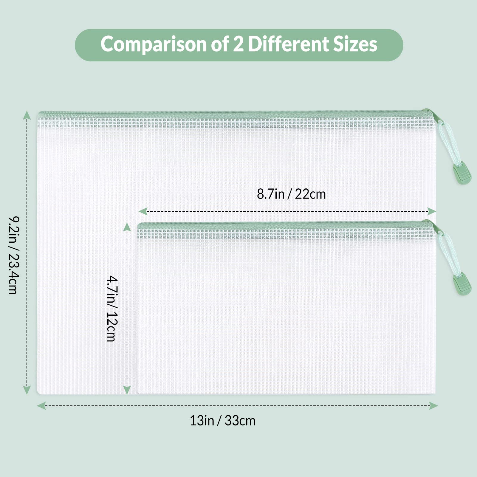 SKYDUE 20pcs Mesh Zipper Pouch, 2 Sizes, Board Game Storage, Pencil Pouches Bulk, Zipper Bags for Bills, Cash, Cosmetics, Puzzles , Toy, Travel Storage, School and Office Supplies.