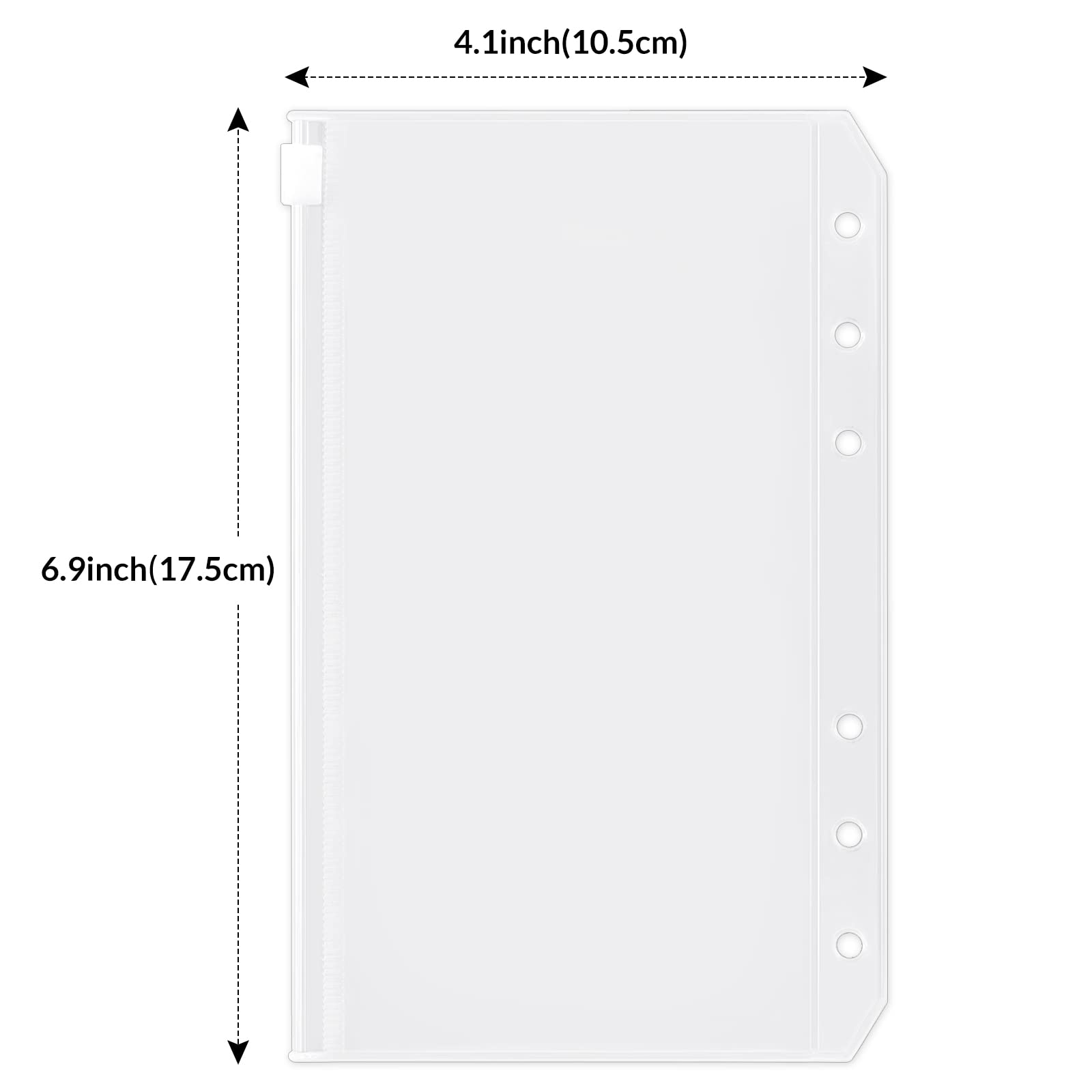 SKYDUE 12PCS Binder Pockets，A6 Size 6 Holes Zipper Cash Envelopes for A6 6-Ring Notebook Binder for School Home Office