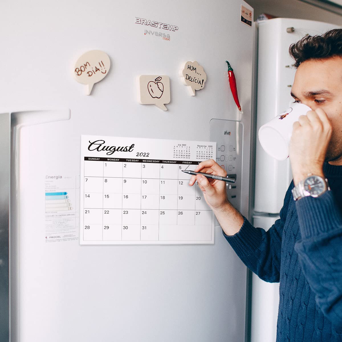 SKYDUE Magnetic Calendar for Fridge,10" x 8",Fridge Calendar 2023 from Jan.2023 - Jun.2024, Magnetic Calendar 2023-2024 Prefect for Viewing and Planing Each Day at Home & Office