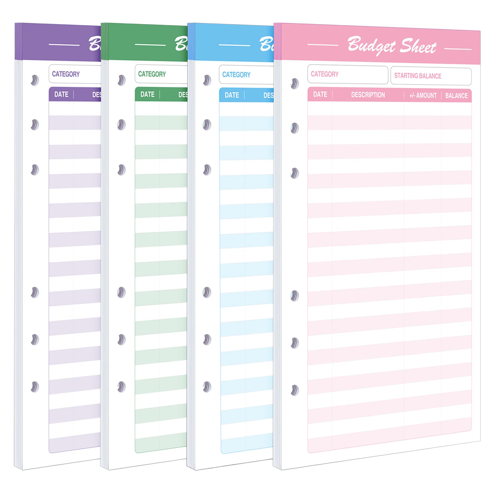 SKYDUE 60pcs Expense Tracker Budget Sheets for A6 Budget Binder,6-Holes Tracking Budget Sheets for Budget Planner