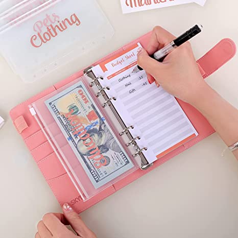 SKYDUE Budget Binder with Zipper Envelopes Money Organizer for Cash