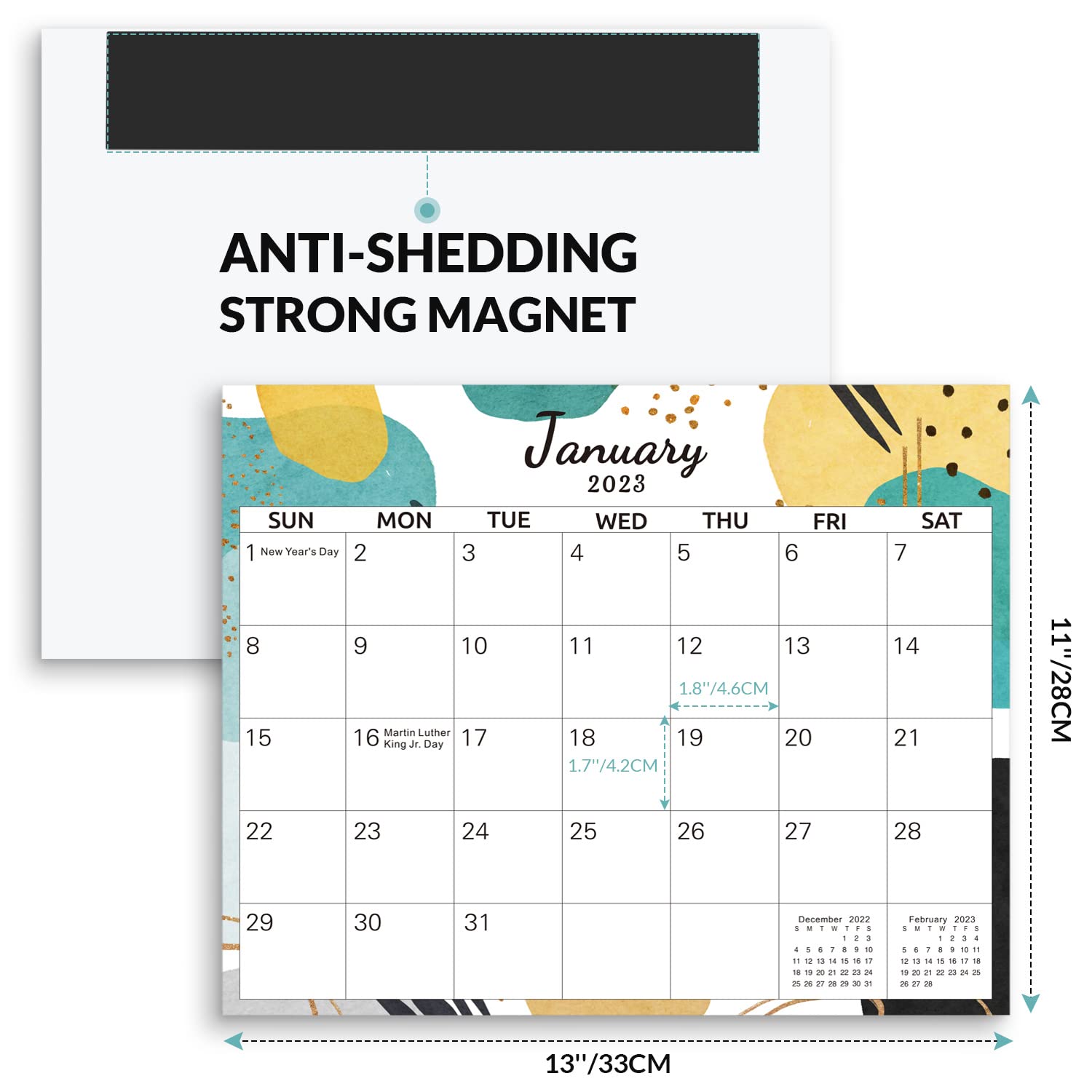 SKYDUE Magnetic Calendar for Fridge, 13"x 11", Monthly Calendar from Sep.2022 - Dec.2023, Calendar 2023 Prefect for Planning and Organizing Your Life