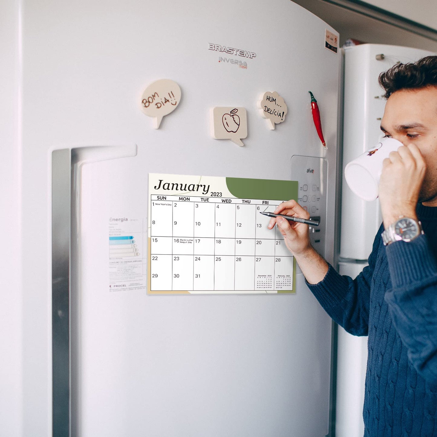SKYDUE Magnetic Calendar for Fridge,Fridge Calendar 2023 from Jan.2023 - Jun.2024,10" x 8" Calendar 2023 Prefect for Viewing and Planing Each Day at Home & Office