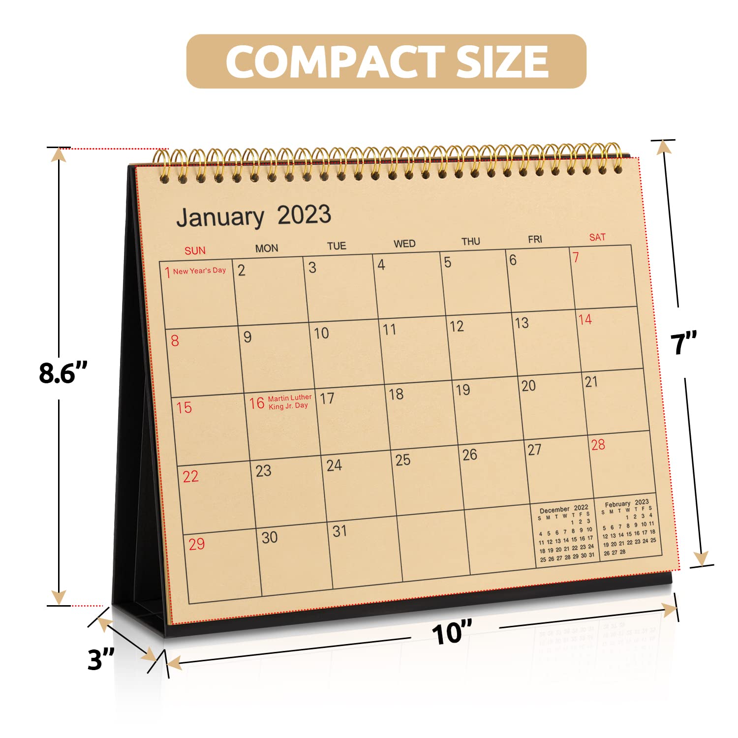 SKYDUE Small Desk Calendar 2023, Calendar 2023 from Oct.2022 to Dec 2023,10" x 8.5", Standing Flip Kraft Desk Calendar with To-do List & Notes for Office, School