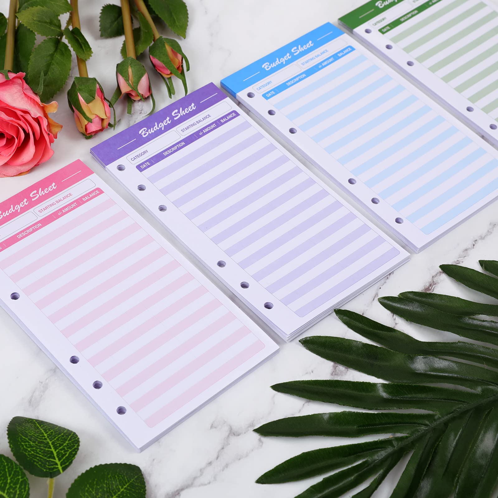 SKYDUE 60pcs Expense Tracker Budget Sheets for A6 Budget Binder,6-Holes Tracking Budget Sheets for Budget Planner