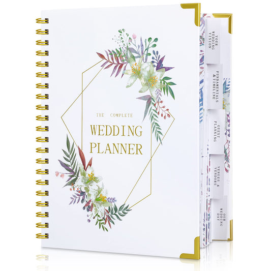 SKYDUE Wedding Planner Book and Organizer for The Bride, 9.5"×11" Wedding Planning Book with 7 Pockets and 5 Tabbed Sections, Unique Engagement Gifts for Couples