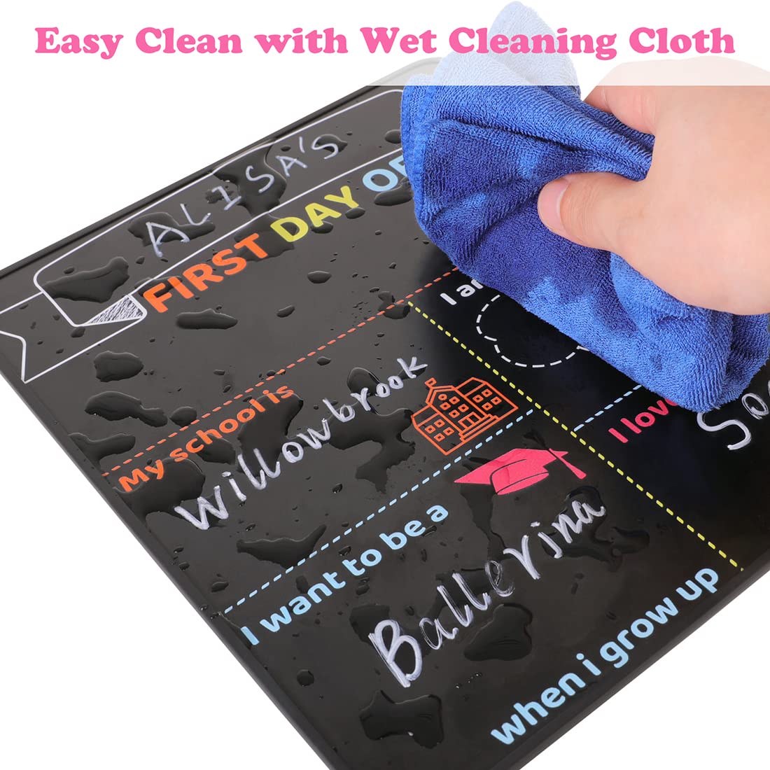 SKYDUE First Day and Last Day of School Chalkboard, 10" x 12" Double-Sided Chalkboard Sign for Kids,1st Day of School Sign, Reusable Back to School Photo Prop Commemorate Supplies