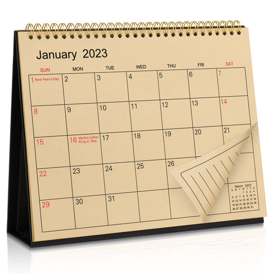 SKYDUE Small Desk Calendar 2023, Calendar 2023 from Oct.2022 to Dec 2023,10" x 8.5", Standing Flip Kraft Desk Calendar with To-do List & Notes for Office, School