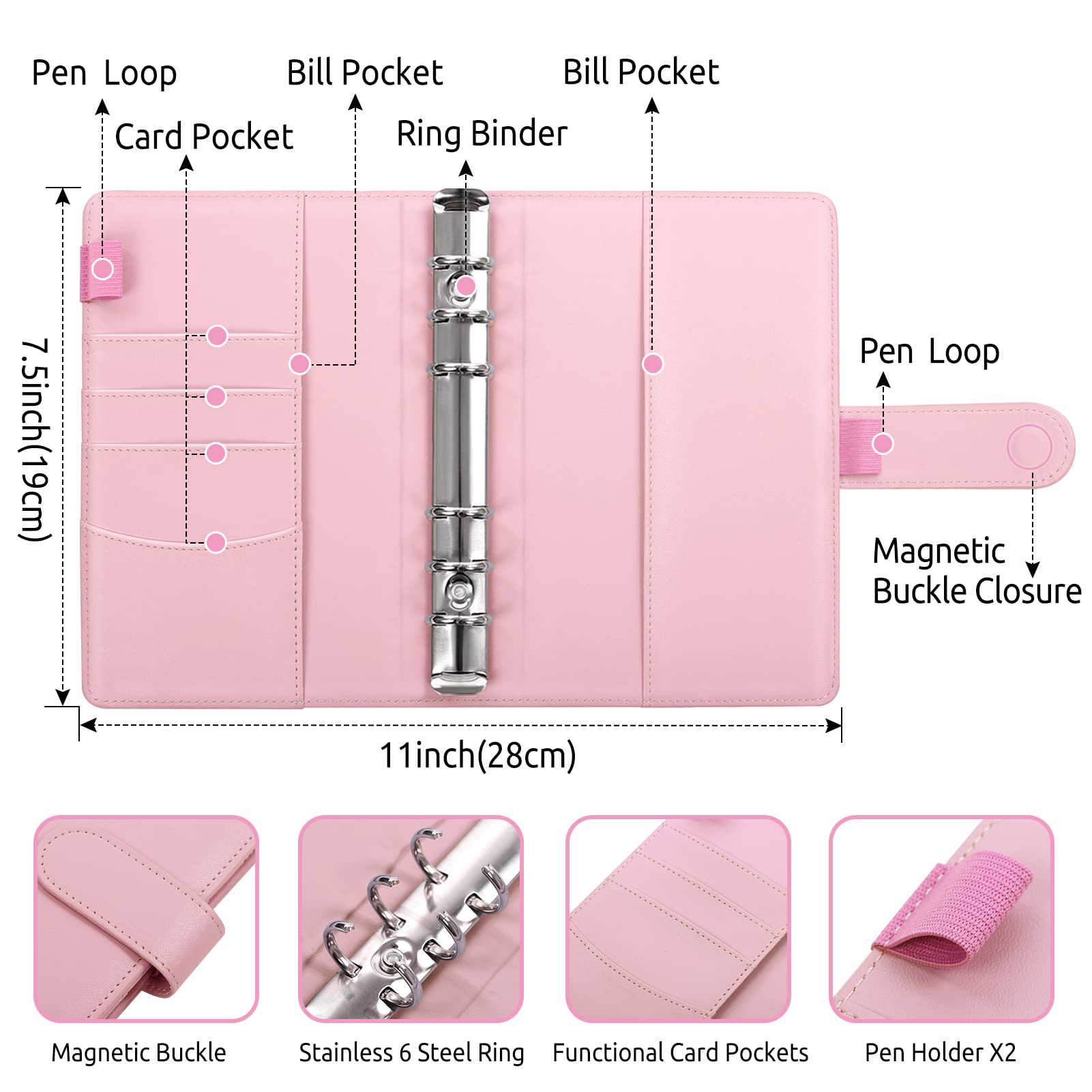 SKYDUE Budget Binder with Zipper Envelopes & Expense Budget Sheets,Money Binder with Cash Envelopes for Budgeting and Saving Money