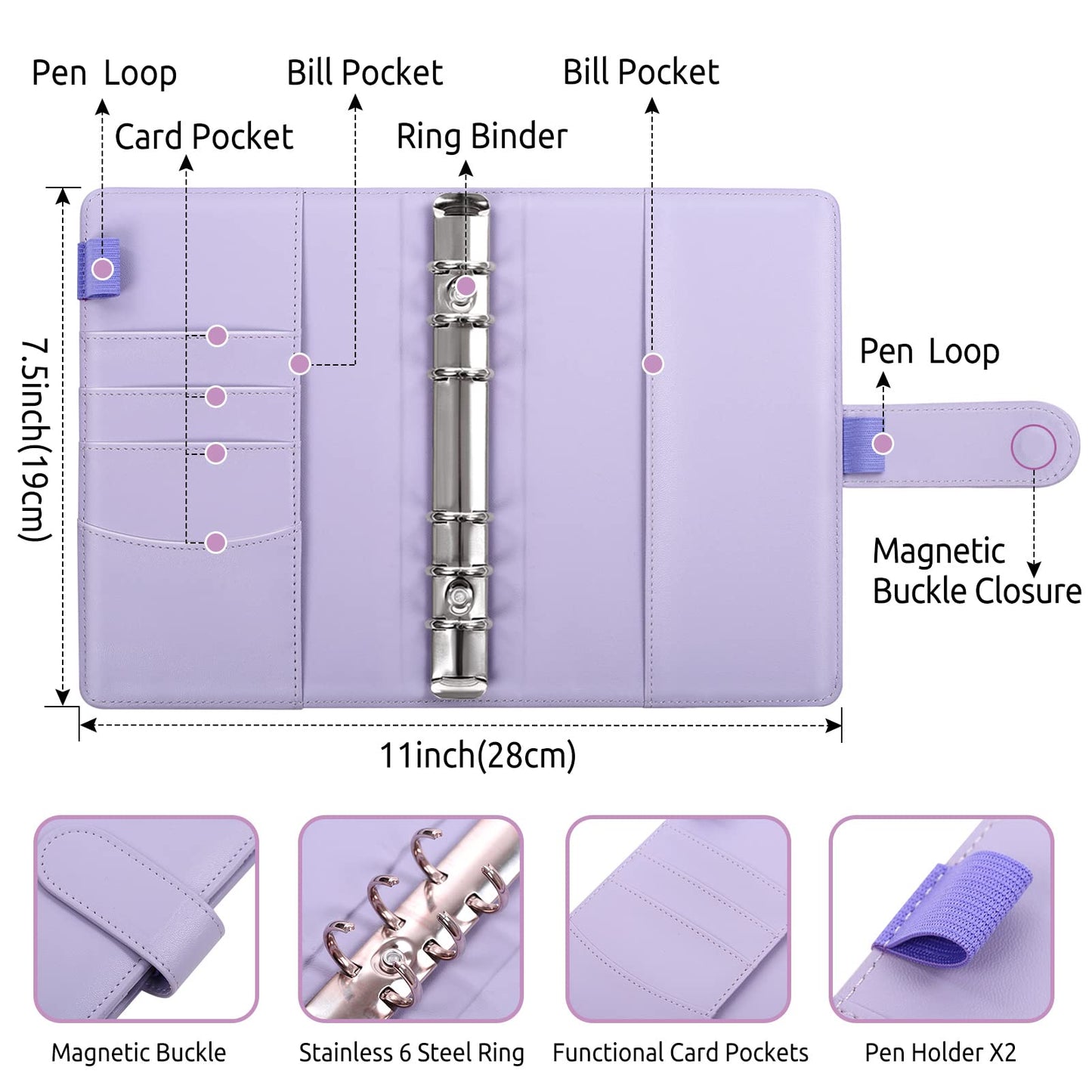 6 Budget Binder Money Organizer for Cash,Money Saving Binder with Zipper  Pockets