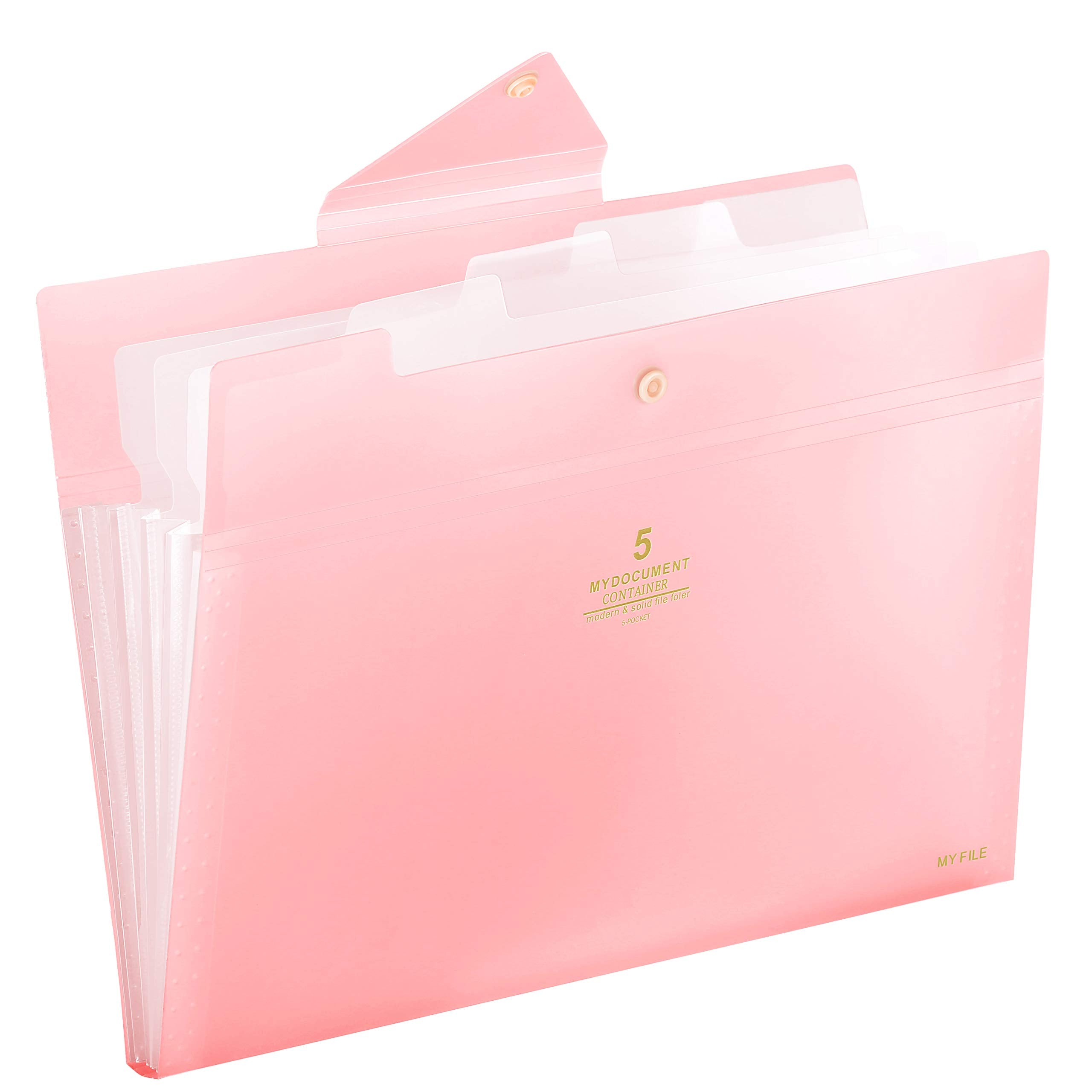 SKYDUE Expanding File Folders 5 Pockets File Folder with Snap Closure A4 and Letter Size Accordion Document Paper Organizer for Home School Office