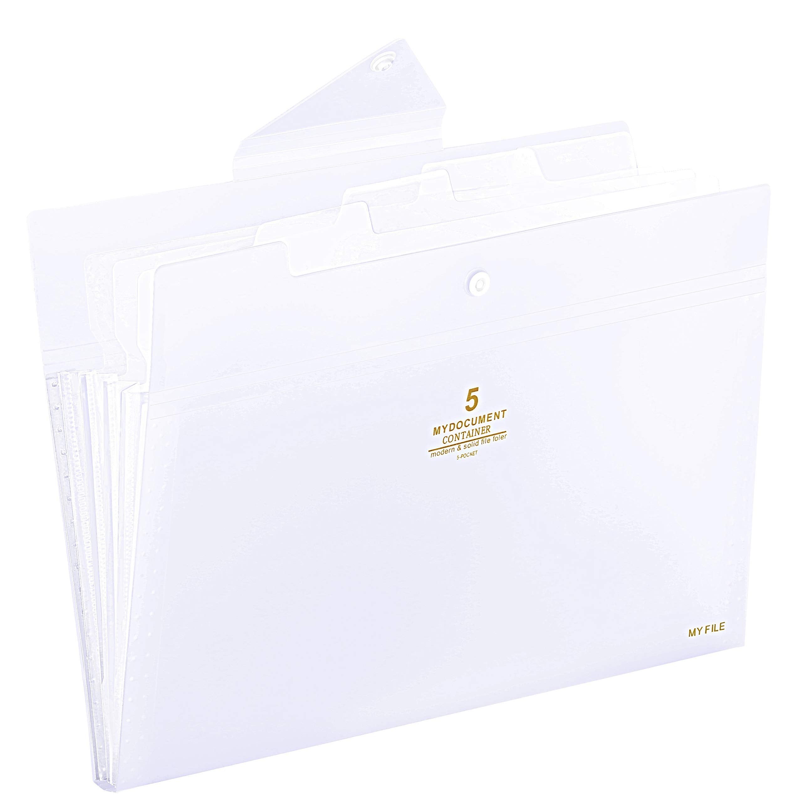 SKYDUE Expanding File Folders 5 Pockets File Folder with Snap Closure A4 and Letter Size Accordion Document Paper Organizer for Home School Office