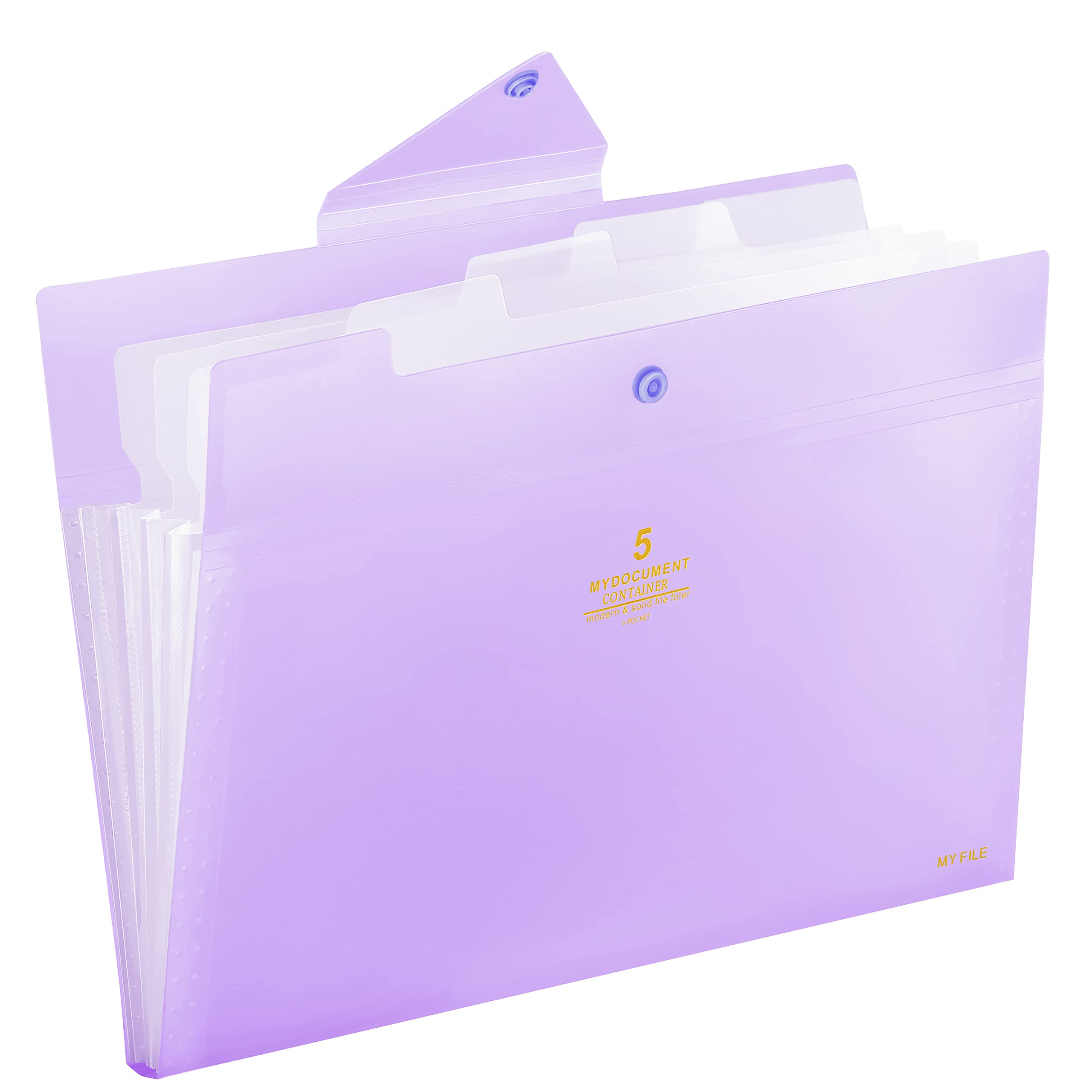 SKYDUE Expanding File Folders 5 Pockets File Folder with Snap Closure A4 and Letter Size Accordion Document Paper Organizer for Home School Office