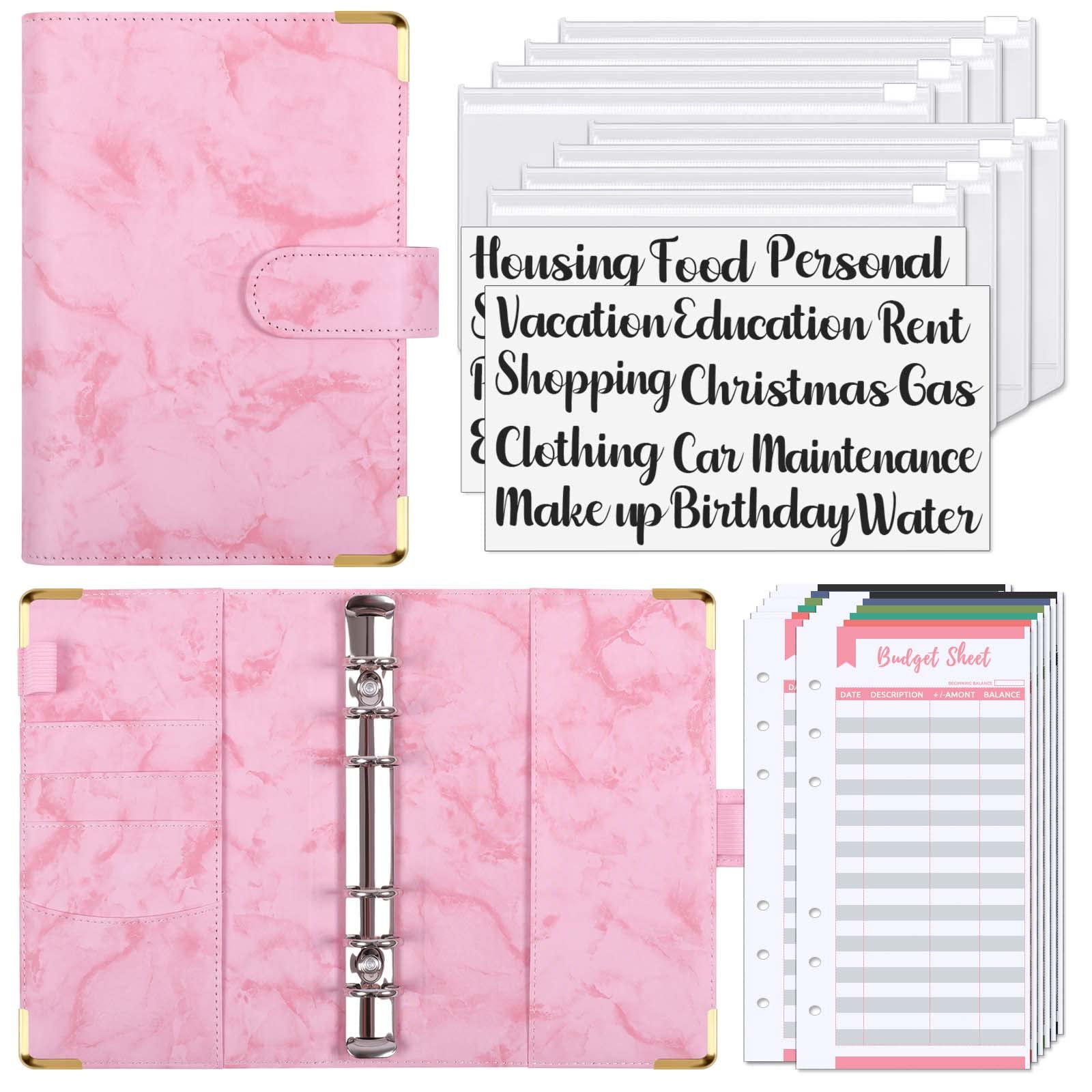 SKYDUE Budget Binder with Zipper Envelopes & Expense Budget Sheets,Money Binder with Cash Envelopes for Budgeting and Saving Money